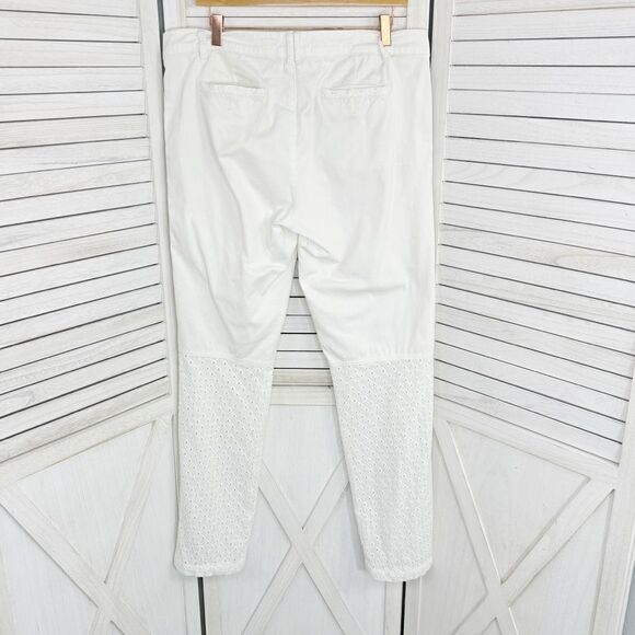 Pilcro by Anthropologie Hyphen Eyelet Chino Pants Ivory Size 31 Tall 12 - Picture 4 of 16